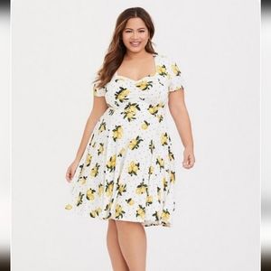 torrid White Lemon Print Mini Dress